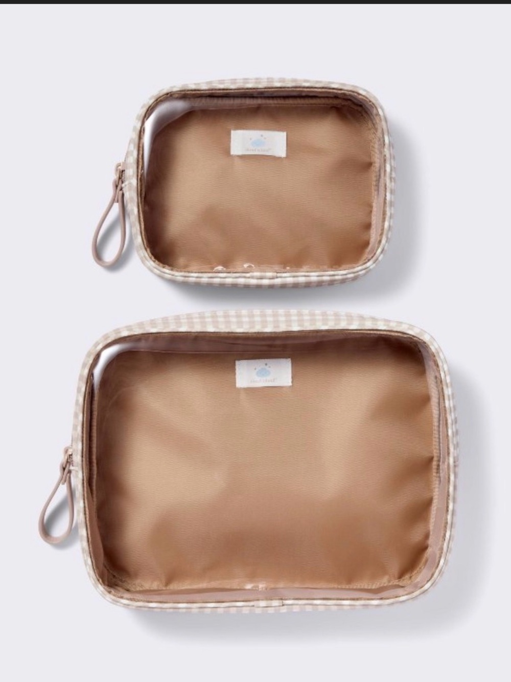 cloud island Beige Gingham Clear-Top diaper  Pouch Set